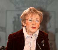 Mar�a Teresa Fern�ndez de la Vega, durante una rueda de prensa posterior a un Consejo de Ministros. (Foto: EM)